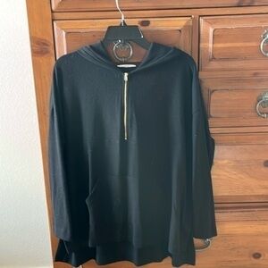 NWOT Rose and Mary Women’s Black Sweater With Zipper And Kangaroo Pocket